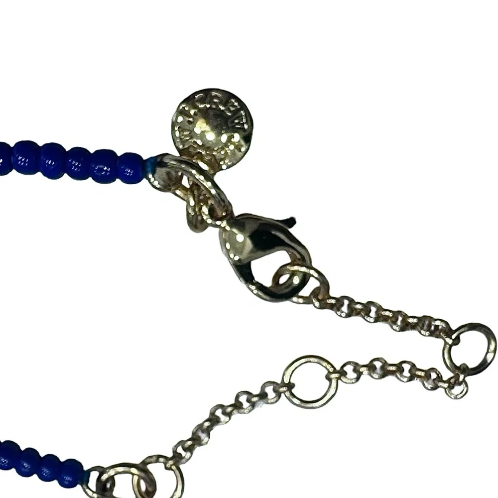 J. CREW BLUE AND GOLD BEADED NECKLACE WITH BLUE TASSEL - NWOT